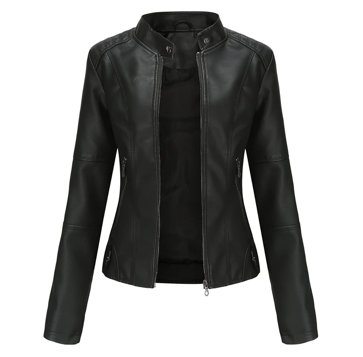 Giacca Similpelle Donna Corta Giubbino Ecopelle Donna Giacca Biker Jacket Donna Giubbotto Similpelle Faux Leather Jacket Donna Giacche Ecopelle Giacca Bikers Finta Pelle Donna Stand-up Curvy Primavera