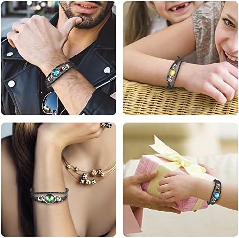 Genshin Impact Bracelet 7 Pcs, Animne Luminous Bracelet, Element Luminous Bracelets Glow in Dark, God's Eye Time Gem Bracelet of Fire, Ice, Wind, Grass, Rock, Thunder, Water