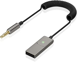 Aux Bluetooth Adapter for Car Hi-Fi Transmission,Built-in 5.1 Bluetooth Aux Receiver for Car,Bluetooth Adapter to 3.5mm Jack with Microphone Wireless Receiver for Music and Handsfree Calling