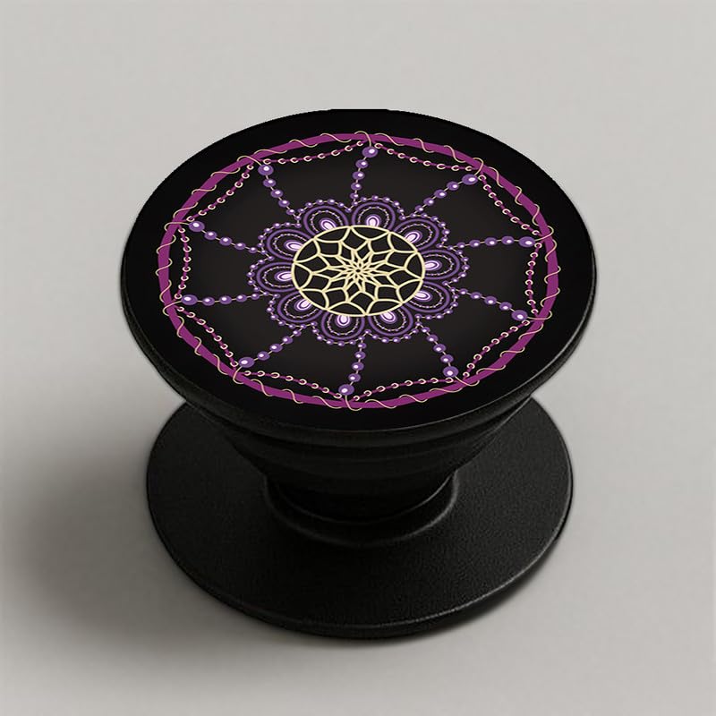 Image of Phone Case Holder | Expanding Kickstand, Mobile Phone Hold Grip for iPhone, Samsung, OnePlus & All Smartphones - Mandala (Purple)