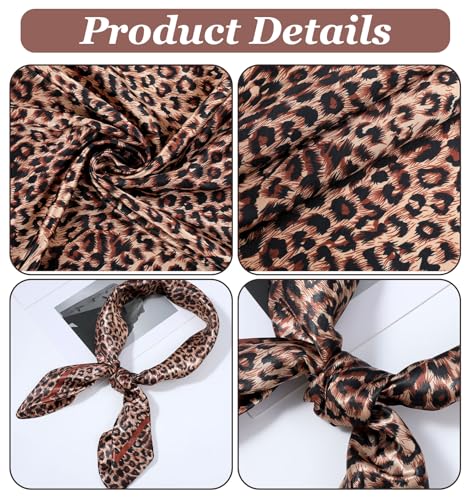 Cheetah Bandana, Leopard Head Scarf 35 Inch for Women, Soft Satin-Like Hair Wrapping Scarf for Day and Night, Square Bandana3