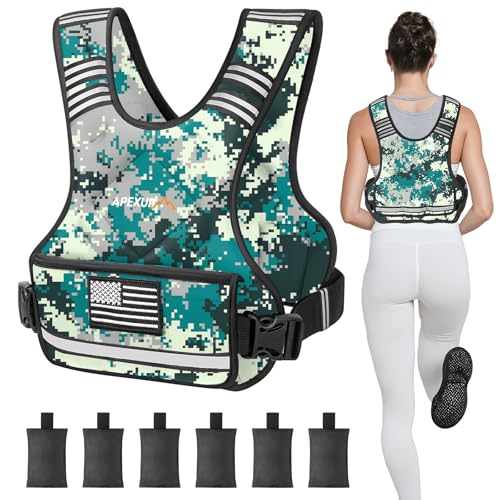 Image of APEXUP Adjustable Weighted Vest, 4-10lb /12-18lb /20-32lb Vest with 6 Ironsand Weights and Large Pocket, Weight Vest for Men Women Strength Training, Running, Walking