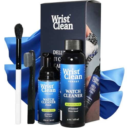 Deluxe Watch Cleaning Kit with Microsuds Tech | Watch Cleaner 50ML Foam, 4oz Refill, Large Watch & Jewelry Cleaner Cloth, Jewelry Cleaning Brush | USA Made (5 piece set)