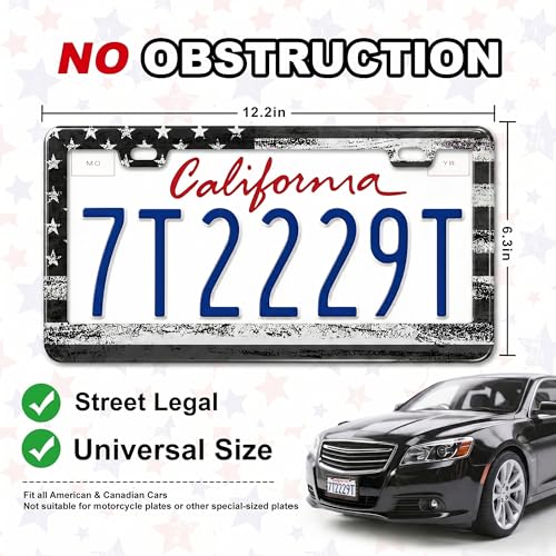 Image of American Flag License Plate Frame 2 Pack Patriotic Plate Holder