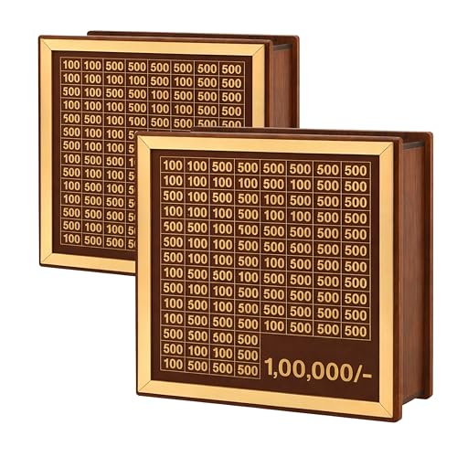 Image of Premium Wooden Money Bank with Lock - Vintage Coin Saving Box for All Ages - Ideal for Cash, Coins, Donations & Home Decor (1 LAKH Money BOX2, 2, Count)