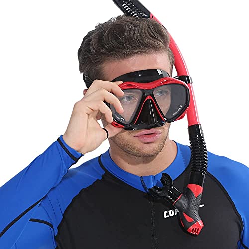 COPOZZ Snorkel Mask Adult – Anti-Fog Scuba Mask with Nose Cover, Tempered Glass Snorkeling Gear for Adults