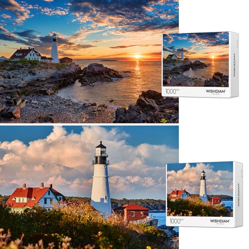2 Pack Puzzles for Adults 1000 Pieces Lighthouse Puzzles, Jigsaw Puzzles for Adults 1000 Pieces and up, Puzzles Gifts for Women & Mom & Teacher, Valentines Day Gifts…