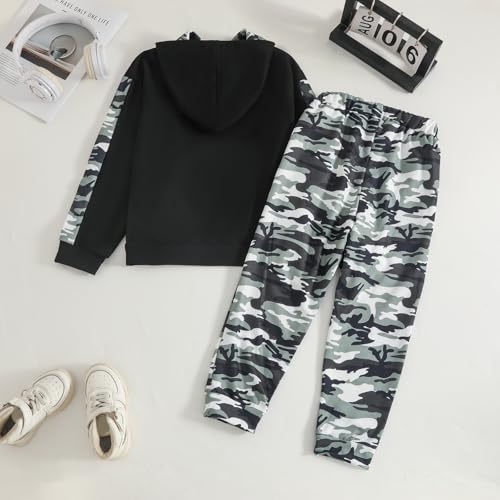 Image of KIDLAGA Toddler Boy Clothes Long Sleeve Hoodie Sweatsuits Tops and Pants Boys Fall Winter Color Block Outfits Set 5-12 Years