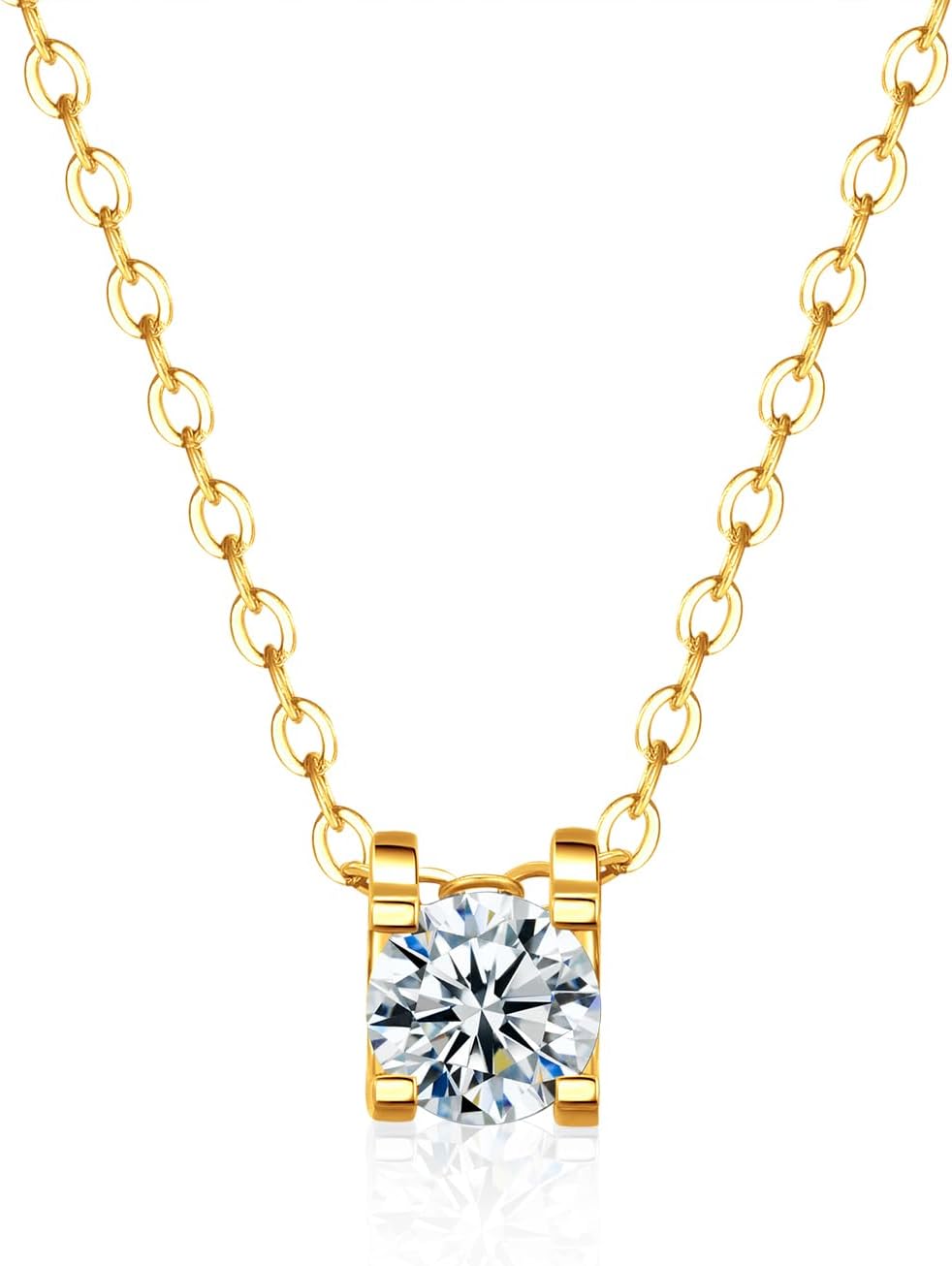 Moissanite Necklace for Women, Solitaire Lab Created Diamond Pendant, 925 Sterling Silver Necklace, GRA Certified, Gifts for Women Wife Mom Jewelry, 16+2 inch