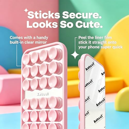 Image of LvShuLiangPin Anteel Silicone Suction Phone Case Mount, Silicon Adhesive Phone Accessory for Smartphones, Hands-Free Mirror Shower Phone Holder for Selfies, Tiktok Videos (MirrorClear)