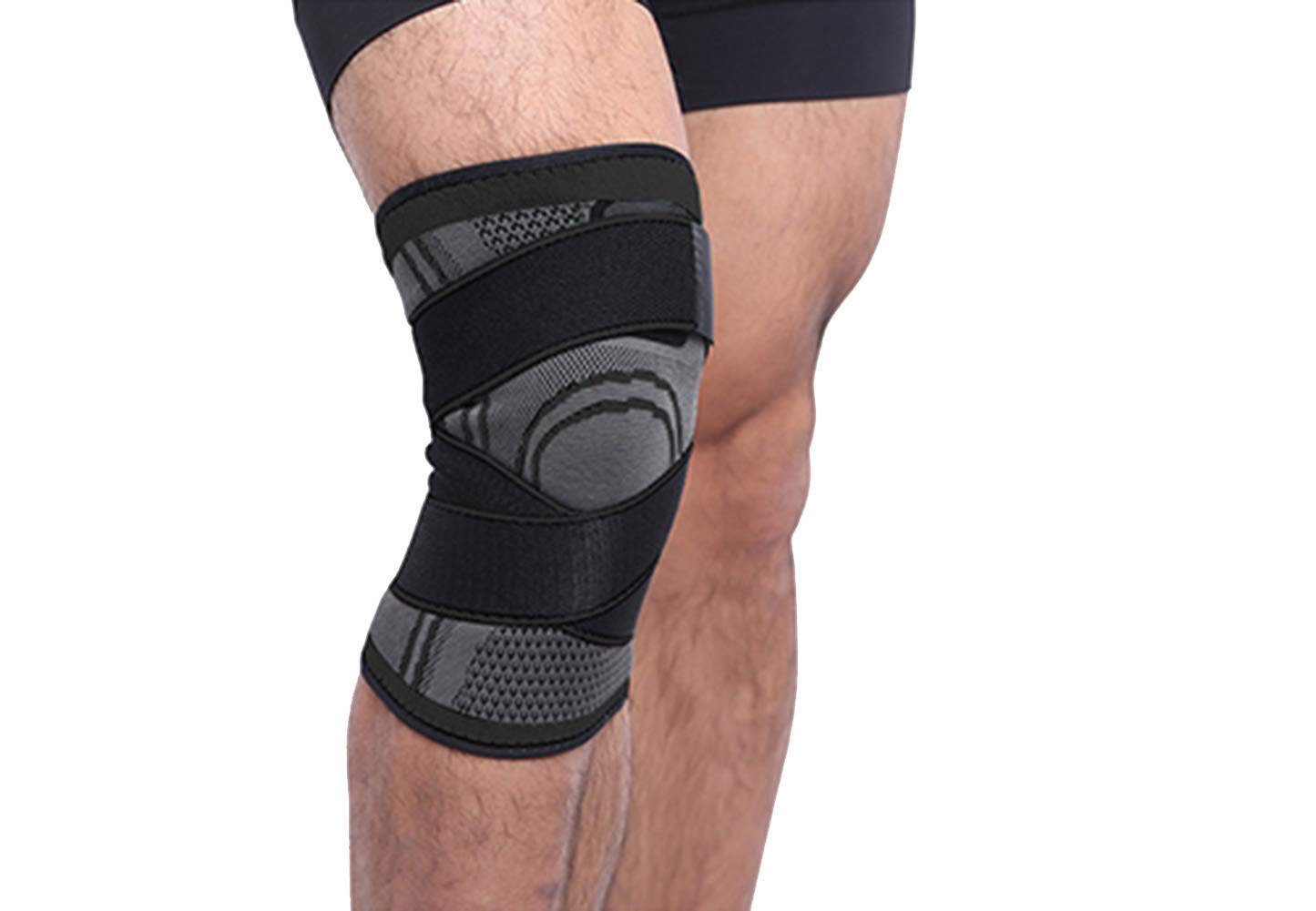 Namzi 1Pair Knee Brace,Compression Support Knee Sleeve with Adjustable Strap Knee Pad for Pain Relief,Meniscus Tear,Arthritis,ACL,MCL,Suit for Running,Cycling,Golf and Basketball(Black, L)