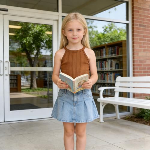 Image of ROMPERINBOX Toddler Tank Tops Girls 3 Pack Ribbed Knit Multipacks Halter Top Camisoles Undershirt