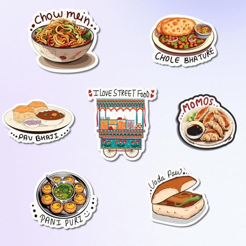 Image of Capio Art MDF Wooden Street Food Theme Fridge Magnets | Trendy Aesthetic Multipurpose Door & Office Magnets | Designer Decorative Magnet | Multicolour, Sleek & Durable Design (Pack of 7)