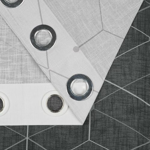 Image of Story@Home Door Curtains 7 Feet Long Set of 2 | Geometric Printed | Semi Transparent Curtain | Net Curtains | Sheer Curtain for Living Room | (118 X 215 Cm, Black & Grey) | Perfect for Home Decor