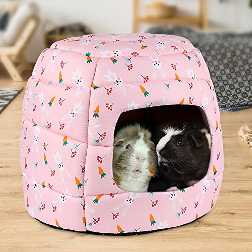 RANYPET Lit Lapin Panier avec Coussin Amovible, Maison pour Cochon d'Inde, Furet, Chinchilla, Hamster, Hérisson, Écureuil, Dragon, Rat, Lapin Nain, Lit pour Animal de Compagnie, Rose, Peluche – vue 7