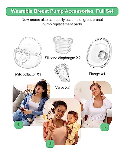 Image of Wearable Breast Pump Accessories Milk Collector Cup Replacement Pump Parts Flange 27mm Compatible with Mommed TSRETE Missaa Mumgaroo S21 /S19 /S18 Pump, Bonus 1pcs Duckbill Valve&Silicone Diaphragm