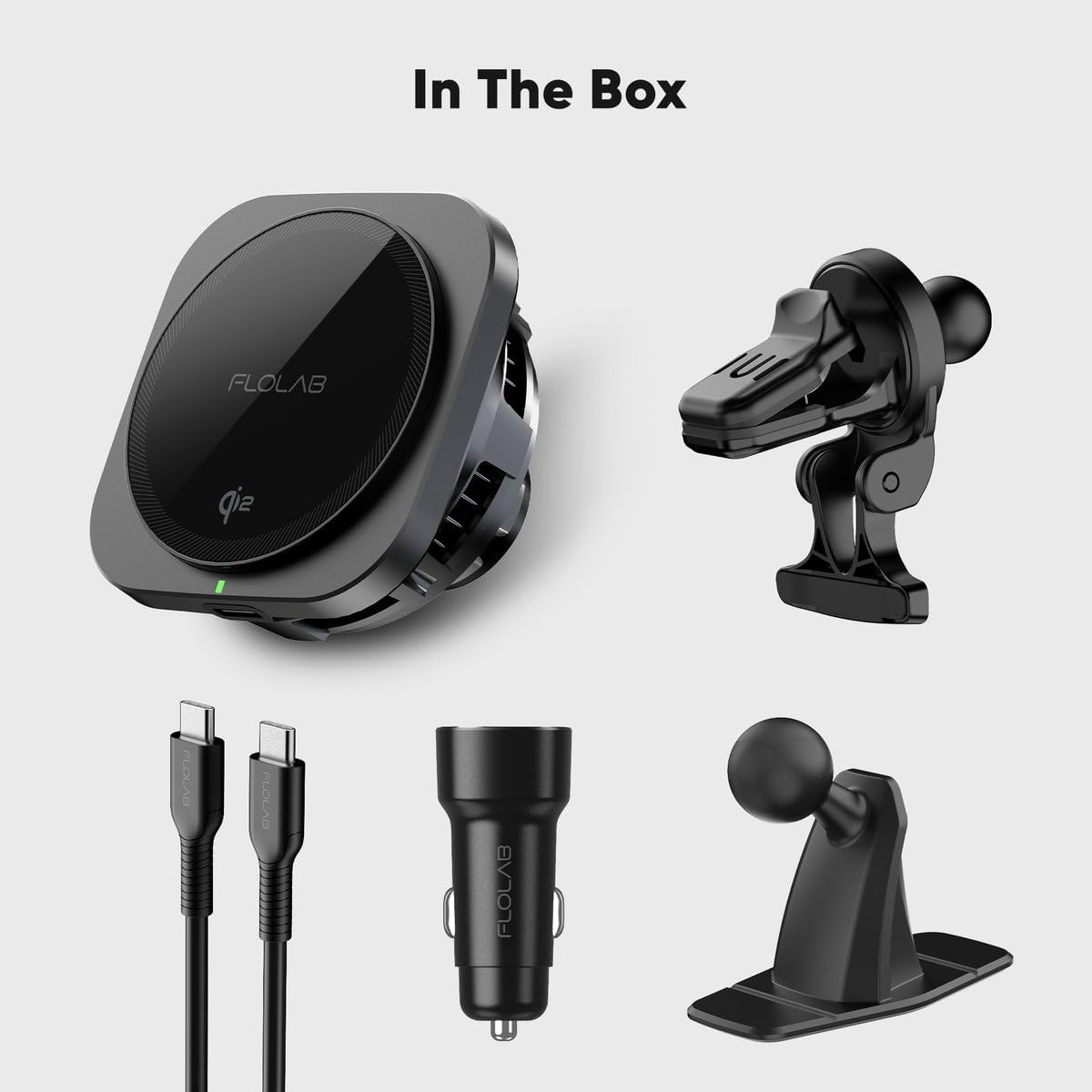 FLOLAB Qi2 15W Wireless Car Charger for iPhone 16/15/14/13/12 Qi2 Car Charger, Magnetic Vent Mount/Dashboard Mount Car Phone Holder, Fast Charging with Cooling