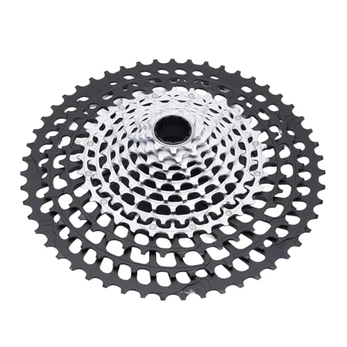 Cassette de Bicicleta de Montaña 12 Velocidad Aleación de Aluminio Acero Hueco Cassette Se Adapta a la Mayoría de Las Bicicletas con 12 Velocidad Cassette (Plata Pintada de Negro)