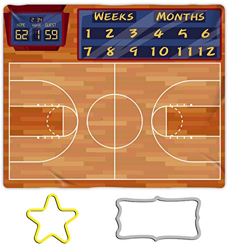 Image of Basketball Game Baby Milestone Blanket, Sport Theme Swaddle Blanket, 48x40in, Baby Growth Chart Blanket BTXYME8