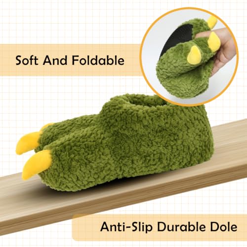 Image of Women Plush Animal Paw Slippers Funny Novelty Bear Claw Slippers Cozy Furry Warm Memory Foam Slippers Gifts for Halloween Christmas