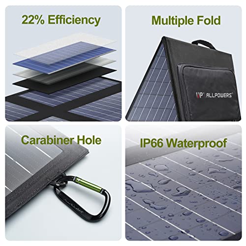 Allpowers Sp026 Portable Solar Panel 60W, Waterproof Ip67 Foldable Solar Panel Charger With 18V Dc, Pd 60W Usb-C And 5V Usb-A Output For Laptop Cellphone Solar Generator 12V Battery #TOP3