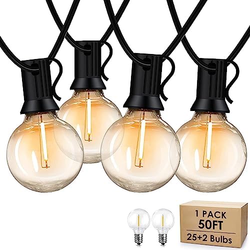 Brightown Outdoor String Lights 25FT G40 Globe Patio Lights with 27 Edison Glass Bulbs (2 Spare