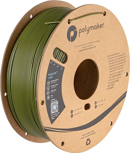 Polymaker ASA Filament 1.75mm Army Green, 1kg ASA 3D Printing Filament, Heat & Weather Resistant - ASA 3D Printer Filament Perfect for Printing Outdoor Functional Parts