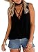 ROSKIKI Women's Plunge V Neck Blouse Cross Front Sleeveless Choker Drape Surplice Wrap Tank Tops US ( 4 - 6 ) Black