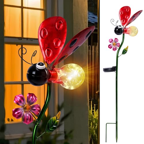 Decorative Solar Lights Outdoor Solar Ladybug Stake Lights Metal Decorative Garden Lights Outdoor...