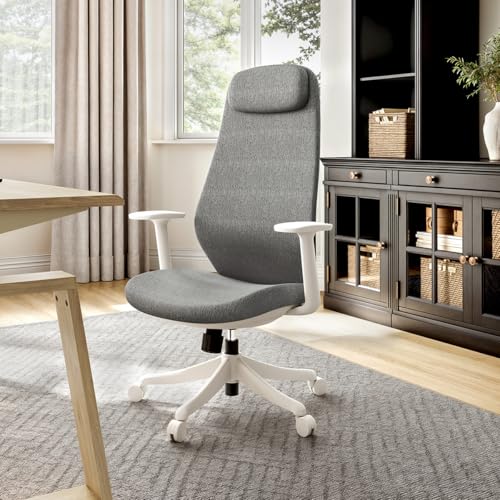 Image of EUREKA ERGONOMIC Mesh Office Chair Grey, Ergonomic Office Desk Chair with Adjustable Headrest, Comfy Home Desk Chair with Adjustable Lumbar Support, High Back Office Chair with Arms and Wheels