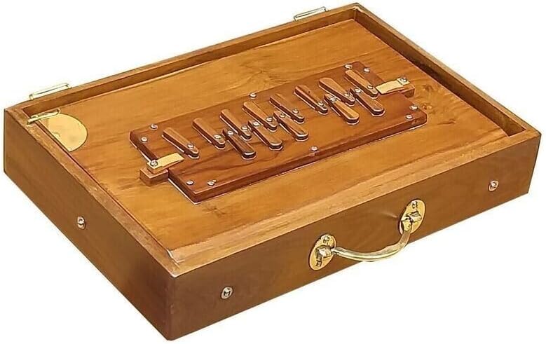 Shruti Box Musical Instrument, Teak Wood Swar Peti, Shruti Box for Yoga, Chant (440 Hz, Size: 15" X 10" X 3")