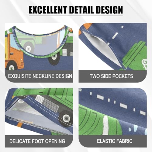 Pajama Sets Short Sleeve Recycling Trucks and Equipment Soft Cotton Summer Sleepwear 2 Piece PJS Size 5-14T3