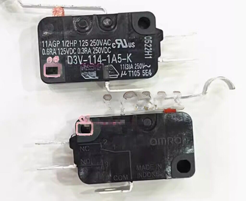 5-Piece D3V-114-1A5-K Travel Restriction Reset Miniature Switch with 3-Pin Bending Handle 11A