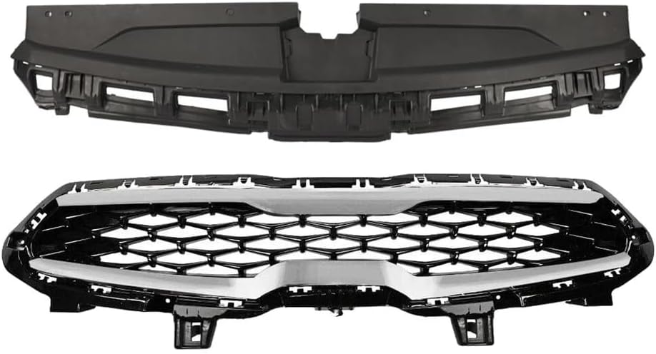 Bumper Grille w/Chrome Fit for Kia Forte 2019-2021 Upper Grille+ Radiator Sight Cover Assembly KI1224116 KI1200205