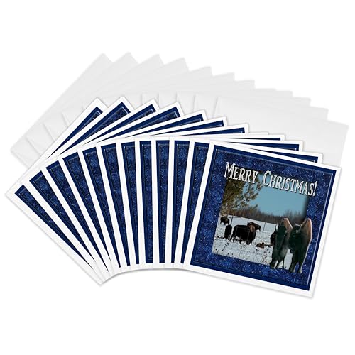 Cartes de vœux Noël Merry Christmas 15x15 cm lot de 12