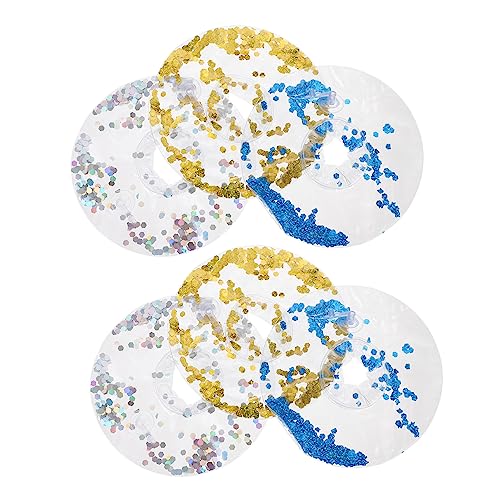 TOYANDONA 6piezas Portavasos Inflable Lentejuelas Delicadas Portavasos Flotante para Vasos para Fiestas Acuáticas Color Aleatorio Inflables Portátiles