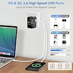 Universal Travel Adapter Worldwide, GaN Fast Charging with PD 3.0 USB-C & USB-A Quick Charge Ports, All-in-One International Power Plug Adapter Converter AC Wall Charger for Europe USA UK AUS Black - Image 2