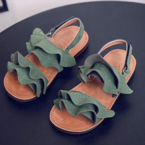 White Sandals For Girls Rubber Ruffle Shoes Non-Slip Toddler Girls Baby Sandals Sandals Kids Baby Shoes (Green, 10.5-1 Years)3
