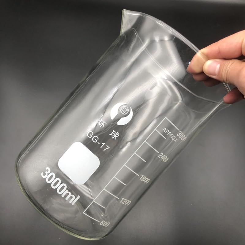 1 Juego de Vaso de Vidrio de Laboratorio borosilicato 3,3 Taza de Cocina de Vidrio de medición de Laboratorio(Set 3)