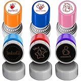 Bertiveny Self Inking Teacher Stamps Set Teacher Review Stamp for Classroom Behavior Stamp for Kids 6pcs