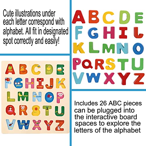 Humerry Wooden Alphabet Puzzle for Toddlers, Chunky ABC Puzzles Board Educational Toys for Kids, Preschool Learning… - Image 5