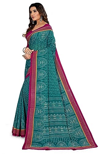 Image of TAMAIRA FASHION Women's Plain Weave Pure Cotton Saree Without Blouse Piece(11232 Seagreen)