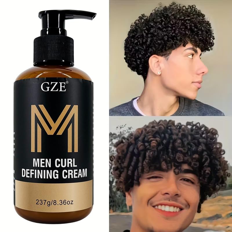 GZE Men's Curling Cream for Natural Curls - Curl Defining Styling Cream with Shea Butter, Long Hold & Frizz Control - Lightweight Non-Greasy Formula - Image 4