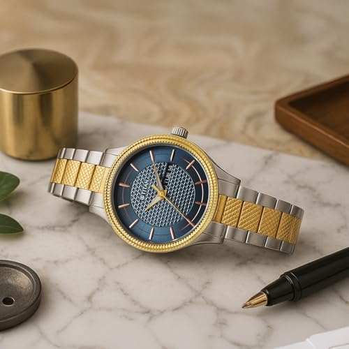 Image of Titan Karishma Wedding Edit Analog with Brown Dial Dual-Tone Yellow Gold and Stainless Steel Strap Watch for Men - 1650BM05