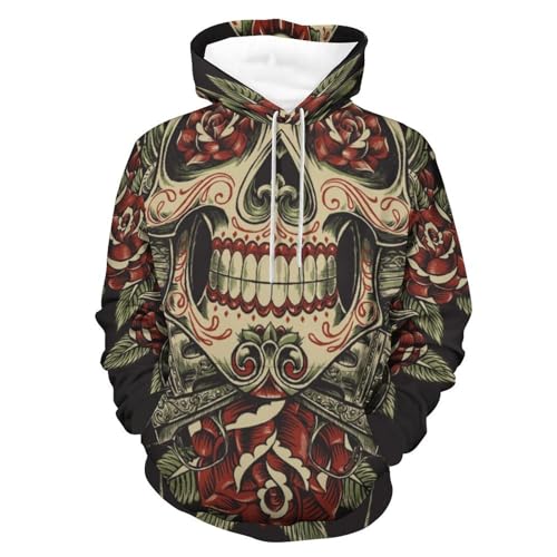 Hoodie Crâne de Fleurs sweat à capuche manche longue pour homme et femme taille S