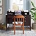 Tangkula Computer Desk with 4 Storage Drawers & Hutch, Home Office Desk Vintage Desk with Storage Shelves, Wooden Executive Desk Writing Study Desk (Brown)