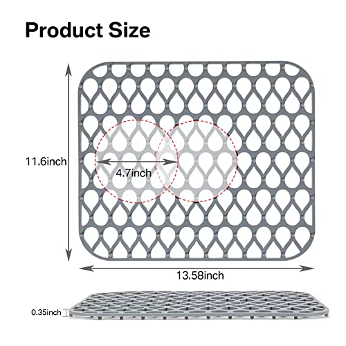 Silicone Sink Protectors For Kitchen, Guukin 13 5/8" X 11 5/8" 2 Pcs Folding Non-Slip Sink Mat Grid For Bottom Of Farmhouse Stainless Steel Porcelain Sink (Grey) (2) #TOP1