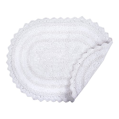 Dii Crochet Collection Reversible Bath Mat, Small Oval, 17X24, White #TOP4