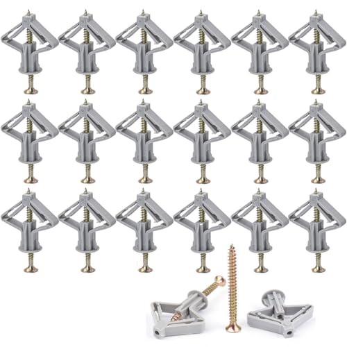 GoXanthyll 40 Piezas Fijaciones para Placas de Yeso (20 Tacos + 20 Tornillos), Tacos Placas Tornillos, Expansión Anclajes para Hueca Paneles de Yeso