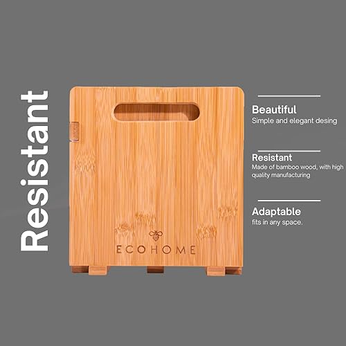 Miniatura 6 de ECOHOME Estantería de escritorio expandible con dos cajones organizadores hechos de bambú, diseño plegable y compartimentos para una organización